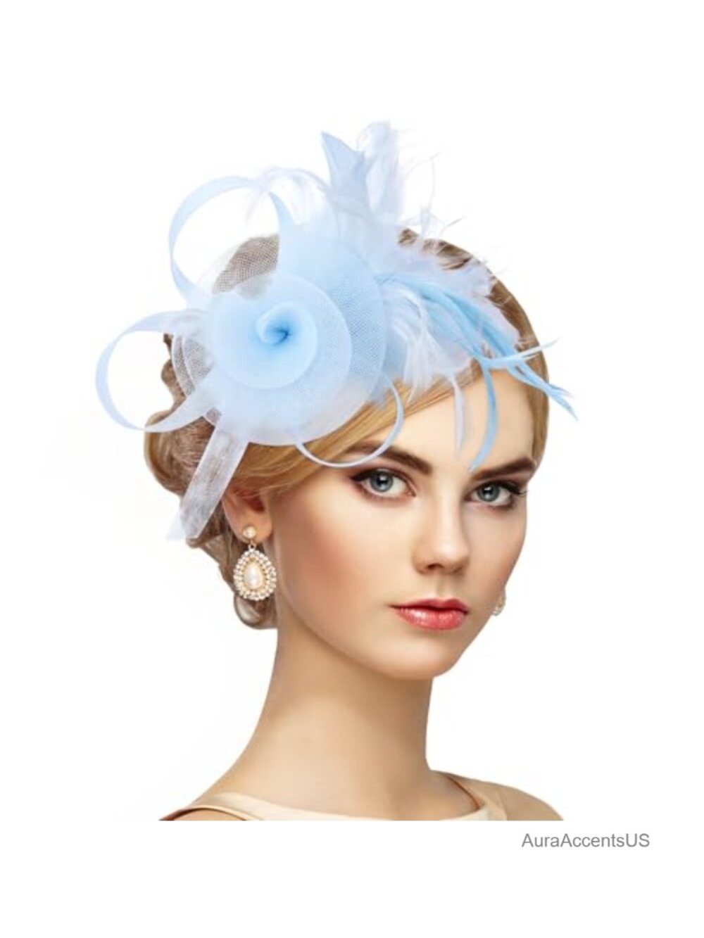 Feather Fascinator Derby Hat with Hairpin Victorian Tea Party Headwear